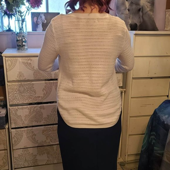 Reitmans M white boatneck 3/4 sleeve sweater - Picture 2 of 5